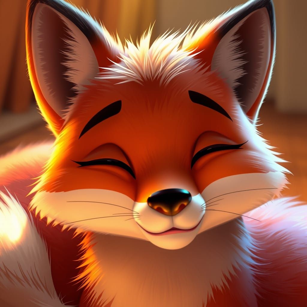 Serene Fox Portrait in Pixar Cartoon Style