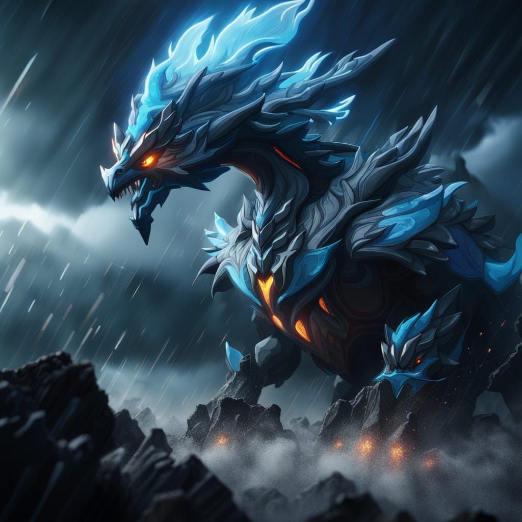 Kyurem in a Storm: Detailed Matte Painting