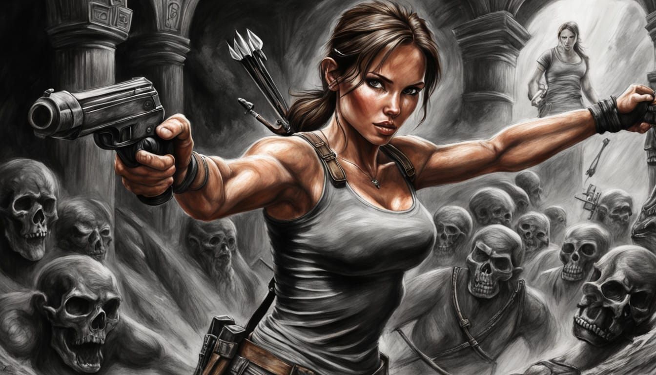 Tomb Raider in Hyperdetailed Charcoal