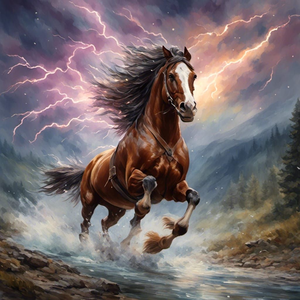 Clydesdale Unleashes Lightning: A Matte Painting