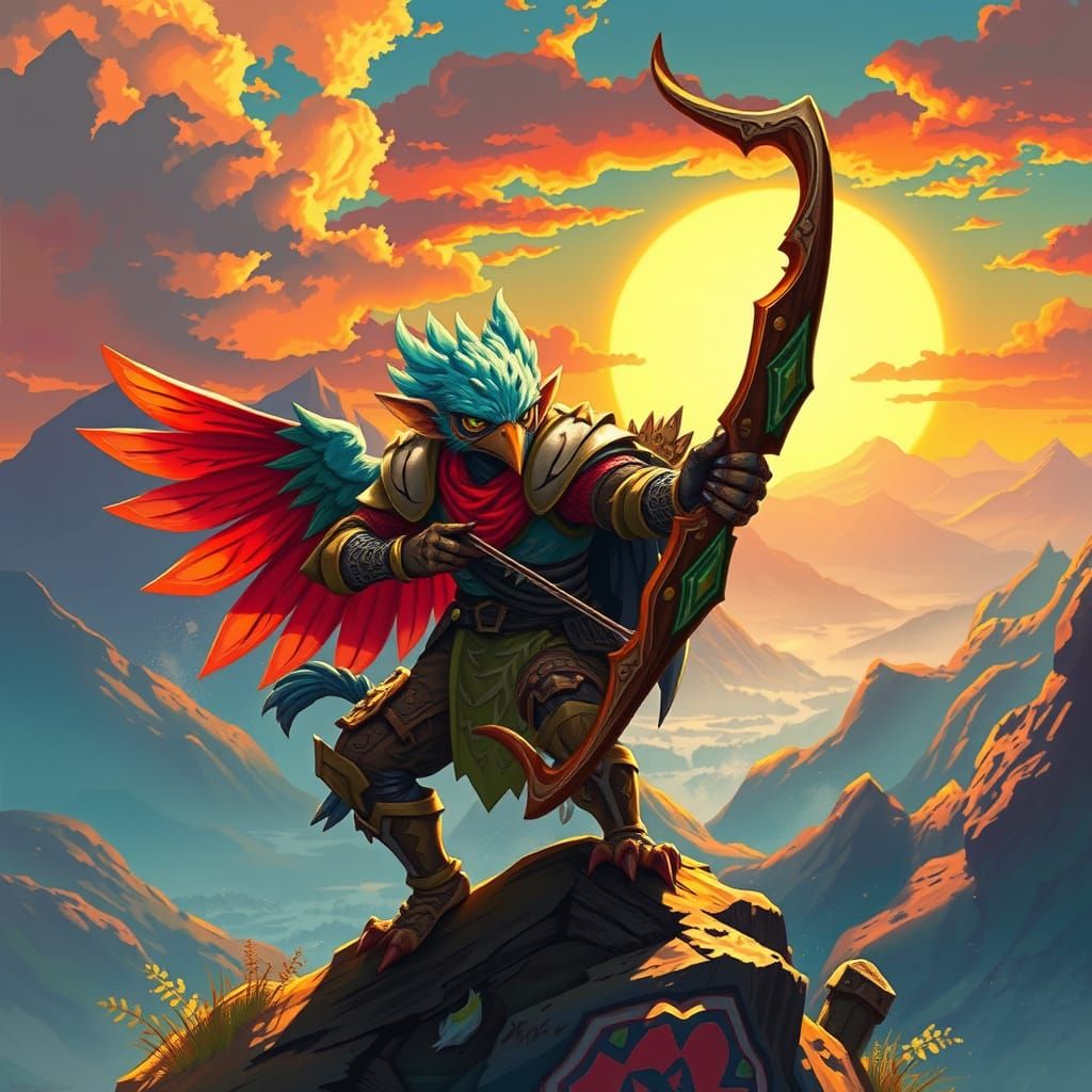 Legend of Zelda Rito Bird Warrior Sunset