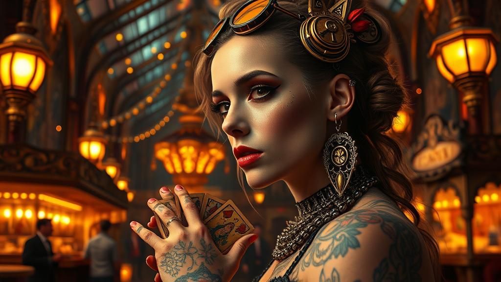 Steampunk Tarot Reader in Victorian Carnival