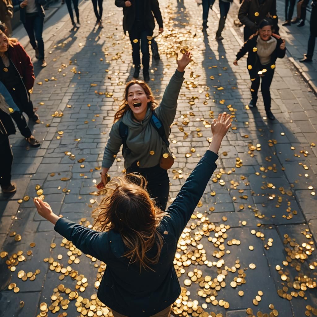 Golden Rain: Joyful City Celebrates Coinfall