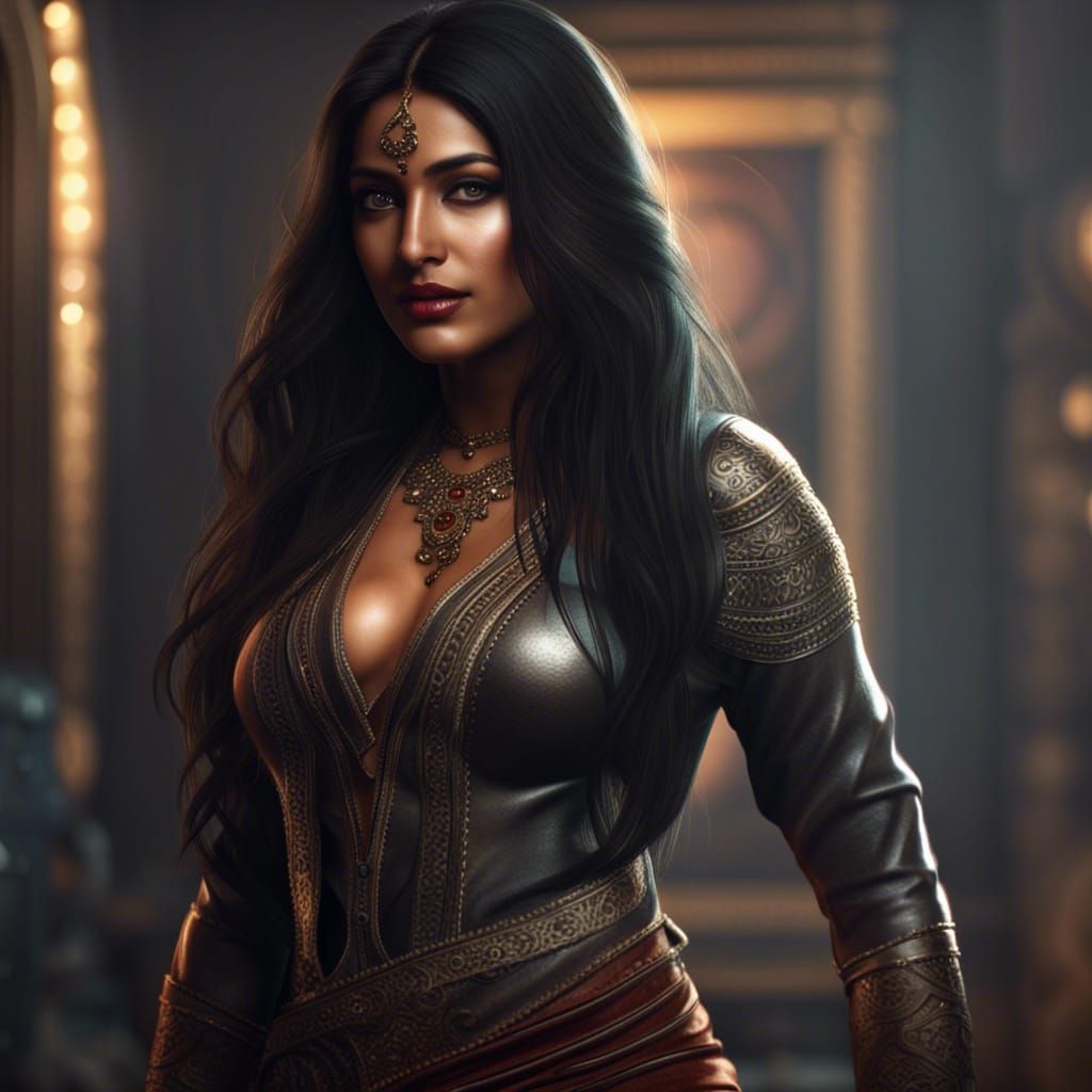 Beautiful Indian Woman at Gala in Revealing Gown