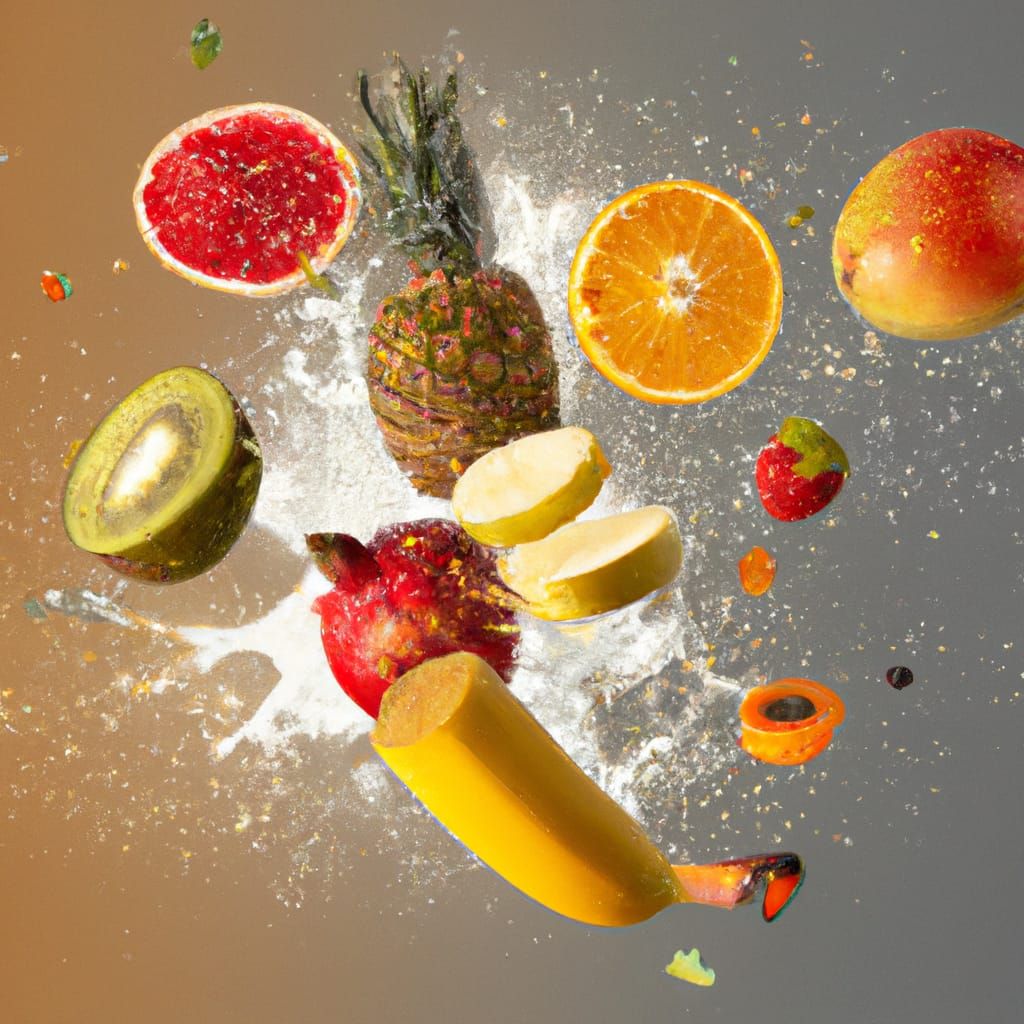 Exploding Fruit on a Colorful Background