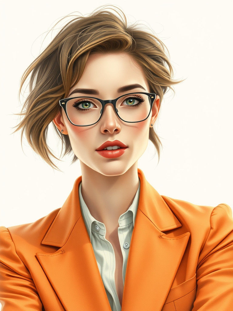 Elegant Office Lady Portrait in Art Nouveau Style