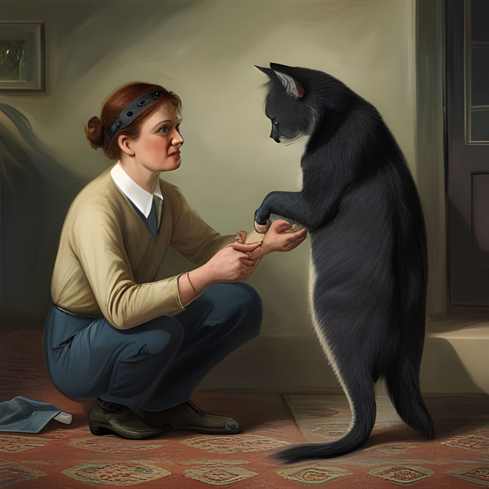 Stealthy Hand Gently Petting a Cat