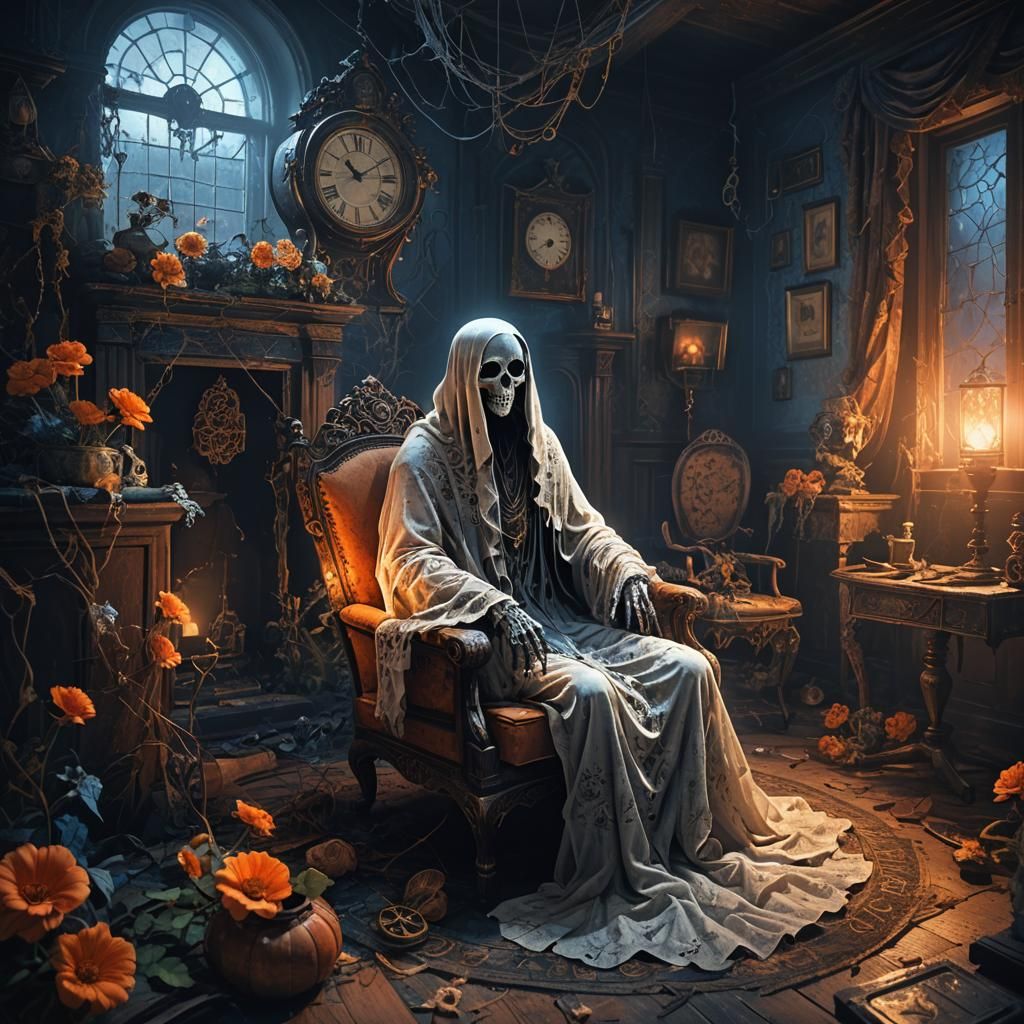 Ghost in Abandoned Room: Dark Fantasy Concept Art