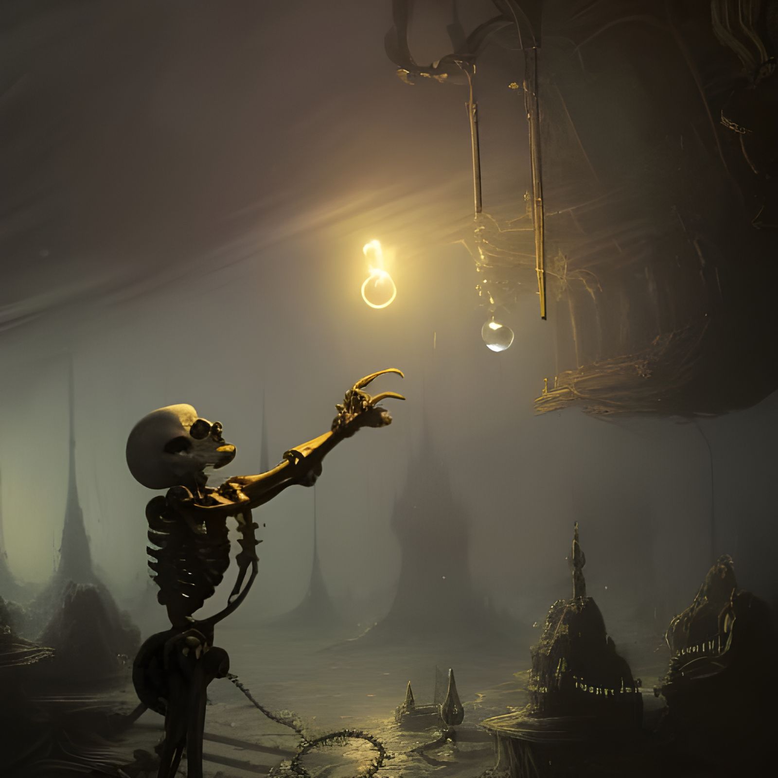 Skeletons Making Bubbles in Dark Fantasy Style