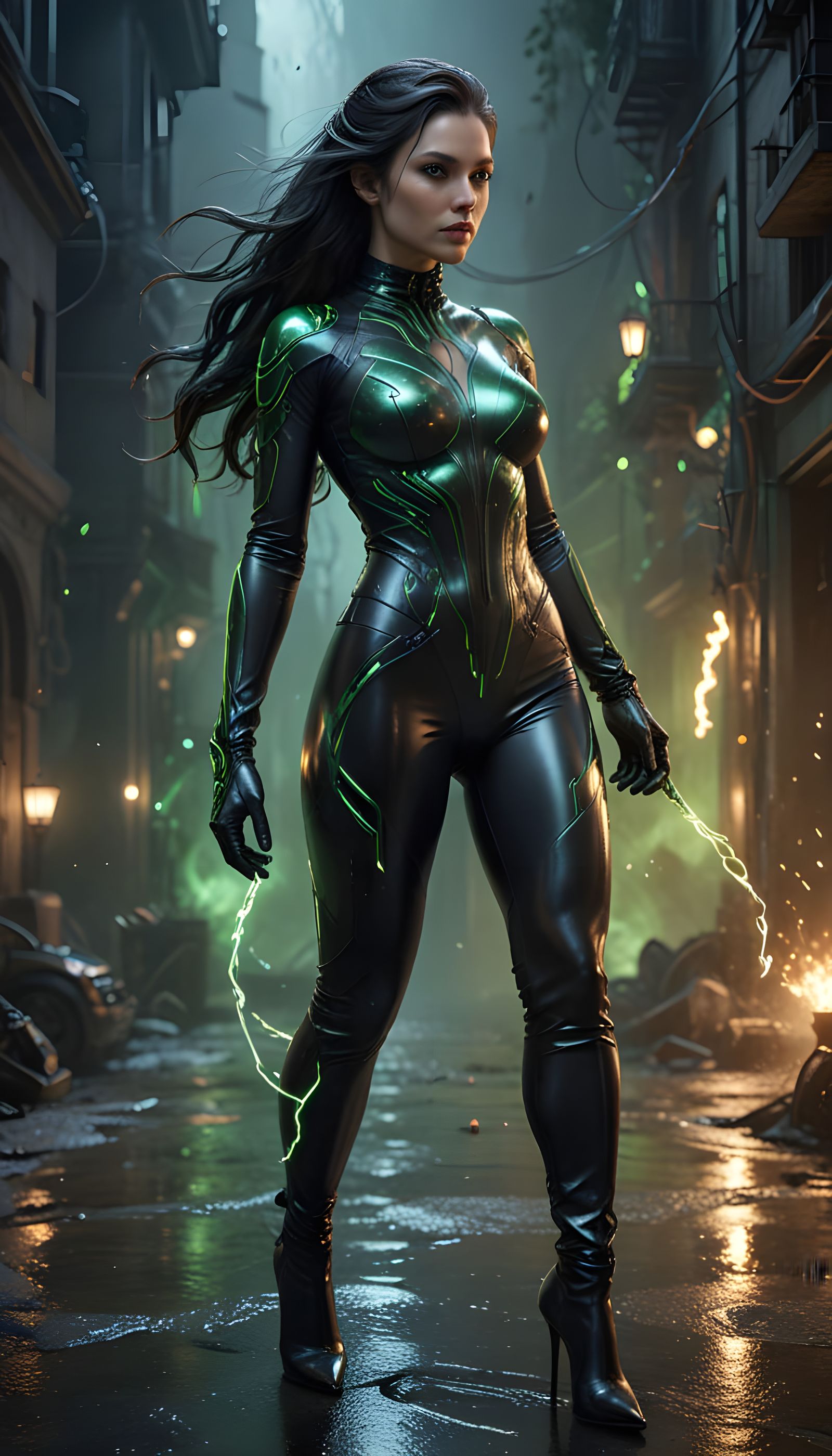 Goddess Artemis in Cyberpunk Style