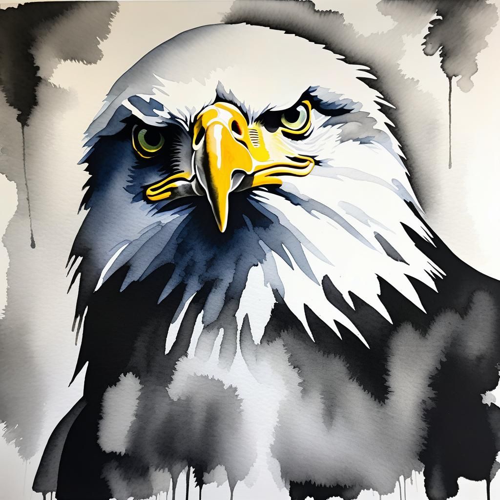 Abstract Watercolor Eagle in Refractive Light