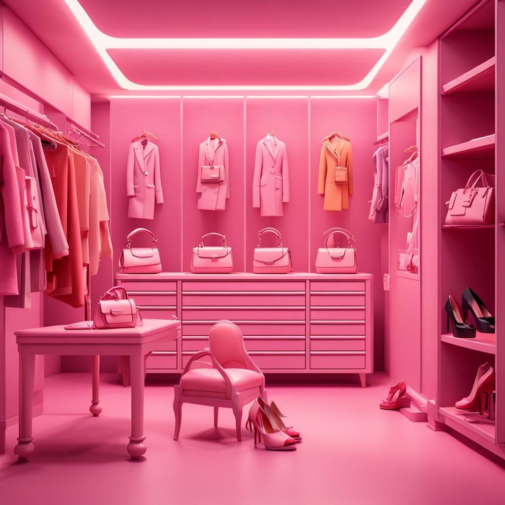Pink Dressing Room with Heels: 3D Digital Art