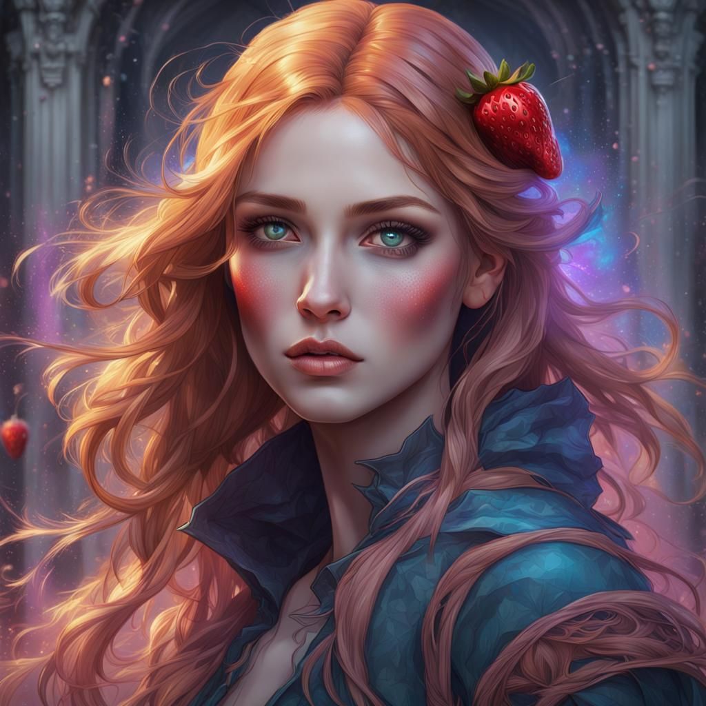 Gothic Portrait of Strawberry Blonde Woman in Hyperdetailed ...