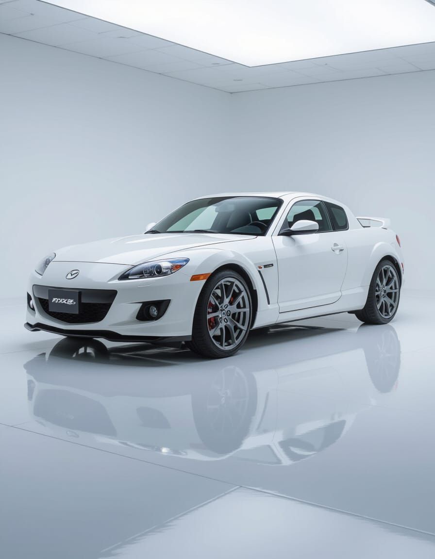 White Mazda RX8 in Studio Lighting