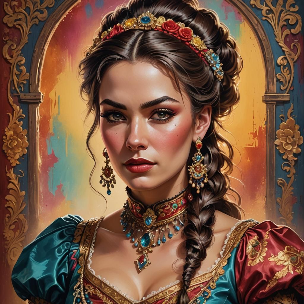 Vibrant Saloon Girl Portrait in 19th Century Style