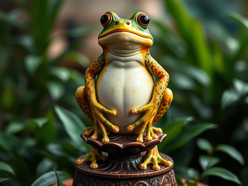 Hyperrealistic Frog Cake Sculpture on Pedestal