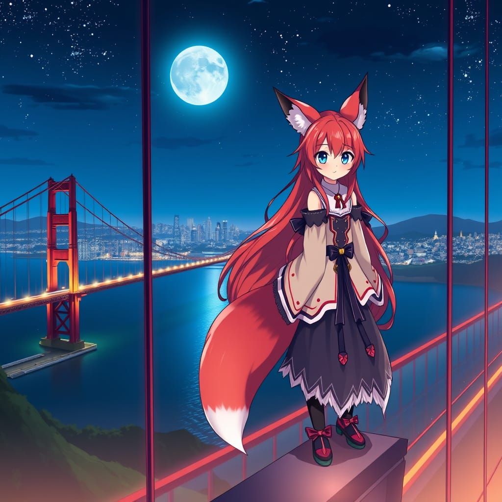 Magical Girl Foxgirl Watches Over San Francisco