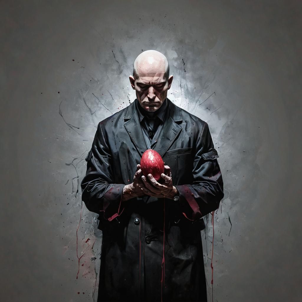 Expressive Ink Drawing with Cranberry Accents