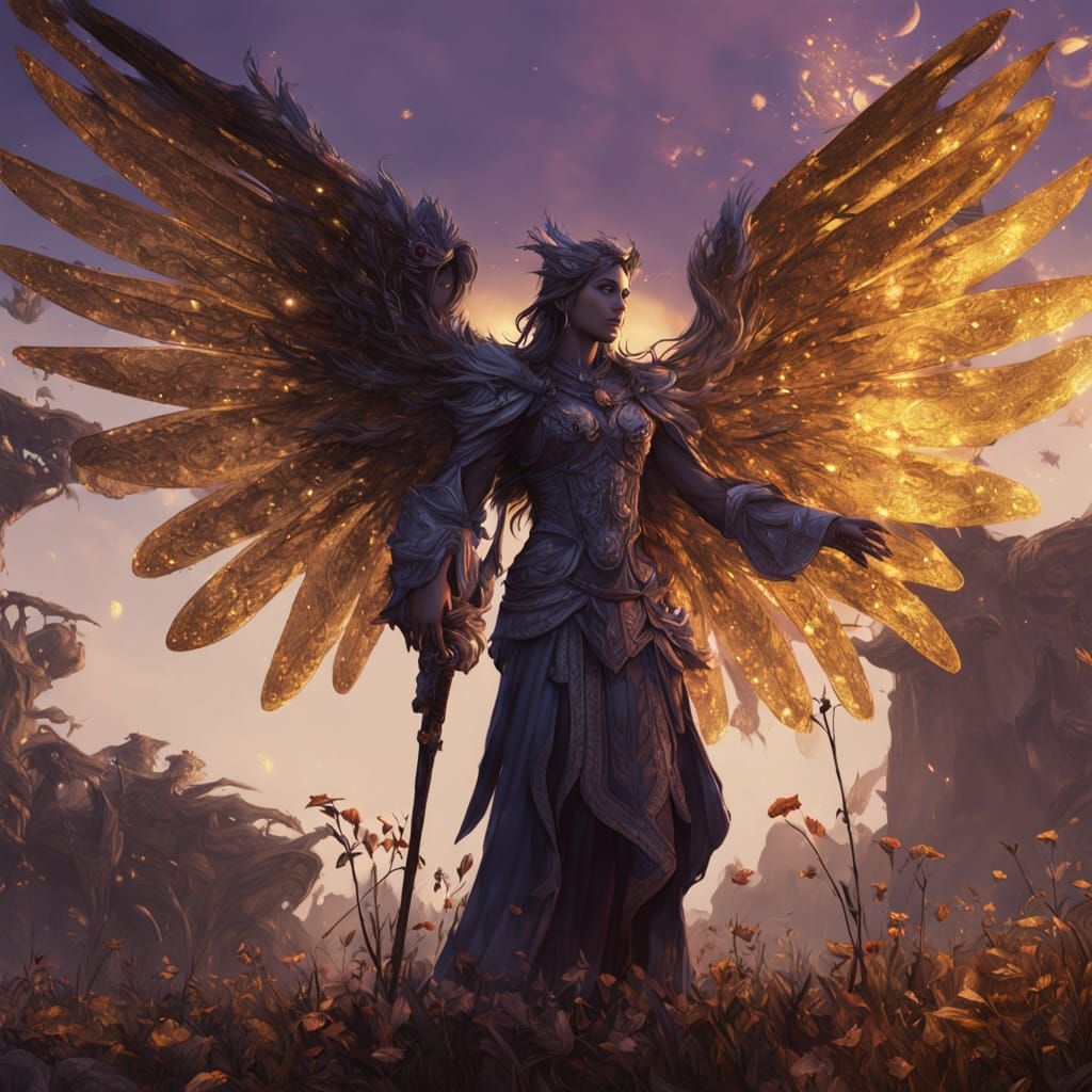 Ethereal Angel in Dark Fantasy Oil Painting