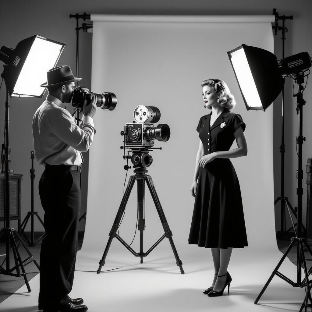 Vintage Photography Studio Scene in 1940s Style