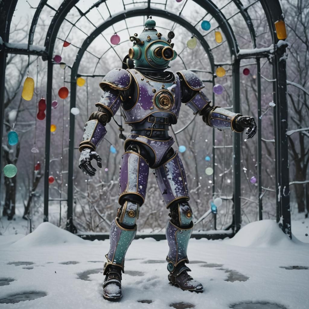 Mint Teapot on Wheels in Winter Wonderland