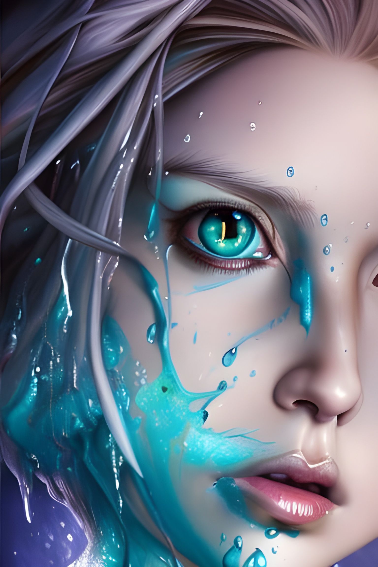Enchantress Portrait with Teal Eyes in Digital Art