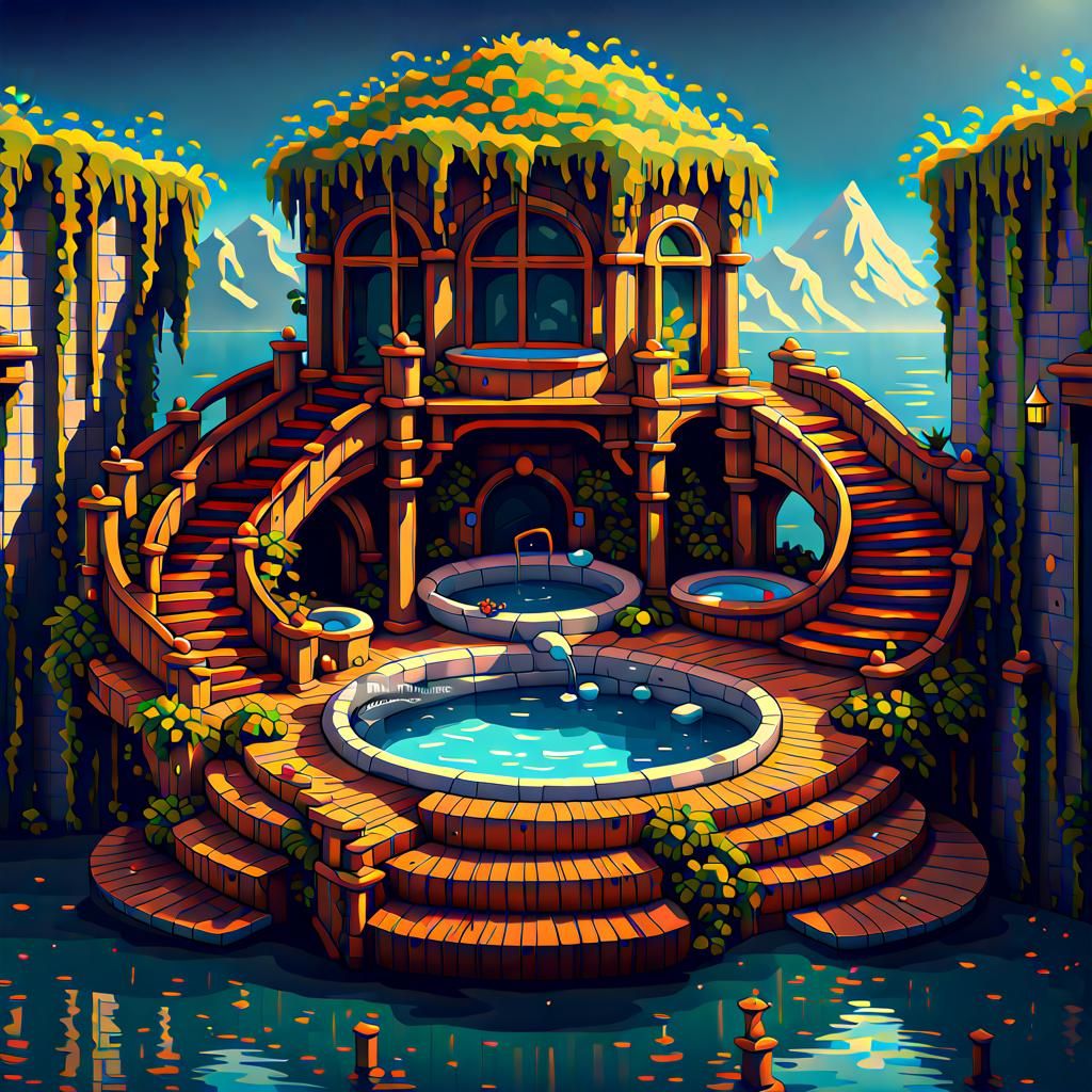Luxurious Mouse Nest with Pool in Pixel Art