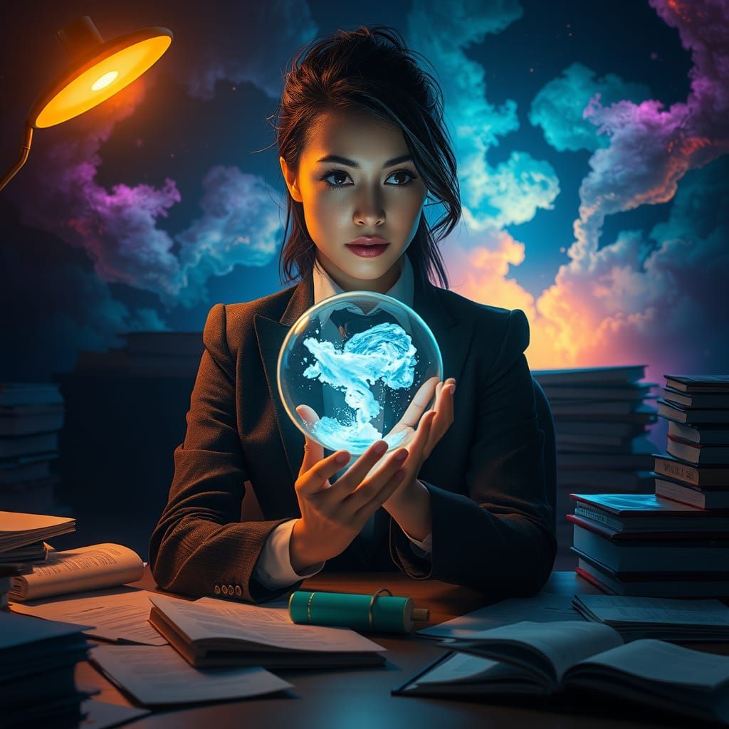 Dream Catcher: Businesswoman in a Moody Workspace