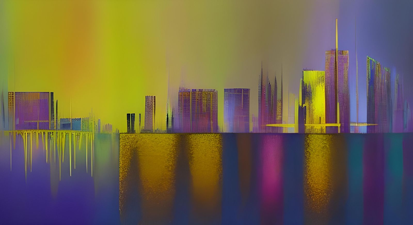 Urban landscape. fractal, Rothko style, iridescence, Mosaic,...