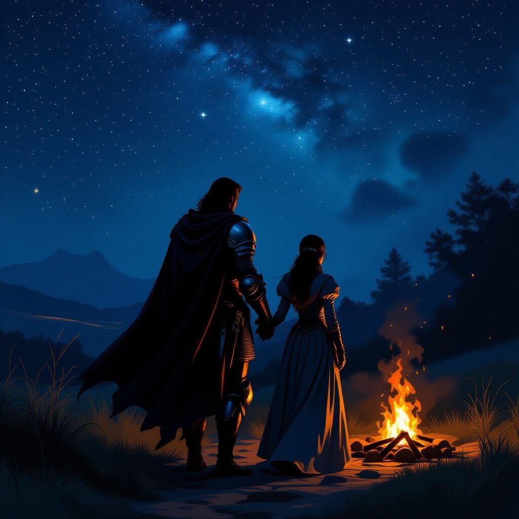 Knight Guards Princess, Challenging His Oath Under Starlit S...