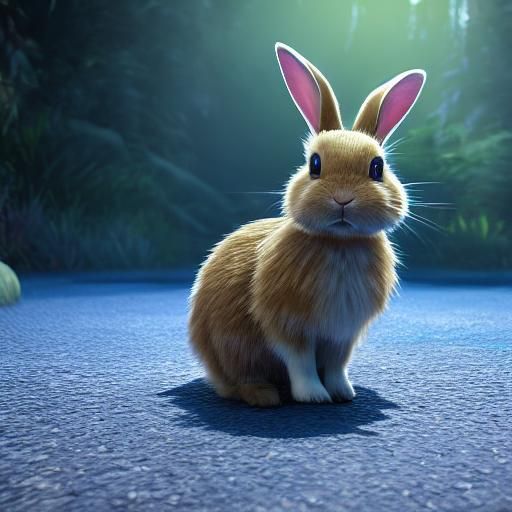 Cute Rabbit with Big Eyes in 3D Anime Pixar Style