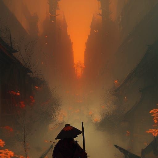 Samurai in Dark Fantasy Style Concept Art