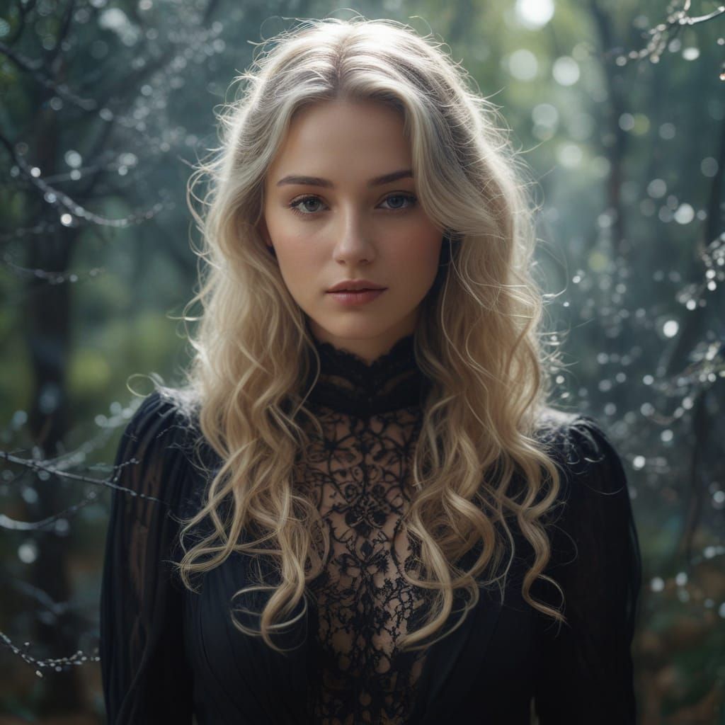 Enchanting Nighttime Portrait in Ethereal Fashion Style