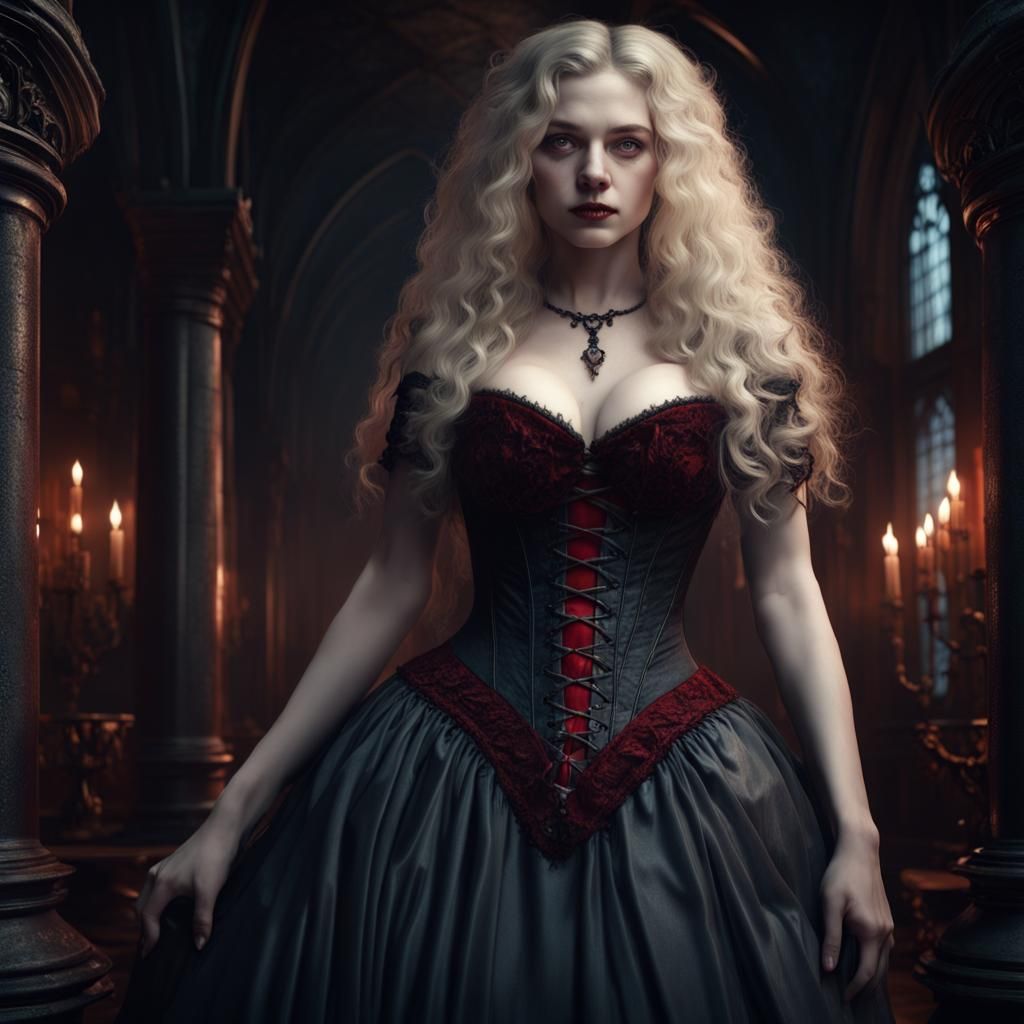 Victorian Gothic Vampire Portrait at Night