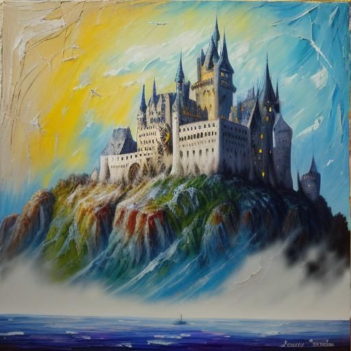 Cobwebbed Castle: Neo-Impressionist Expressionist Oil Painti...