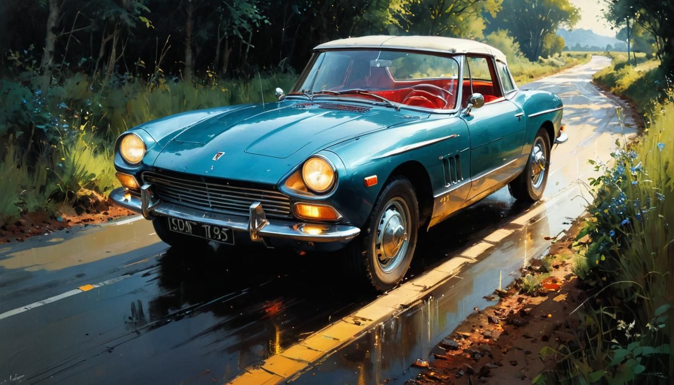 French Country Road Painting in Fine Art Style