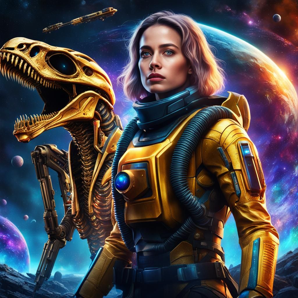 Sci-Fi Movie Cover with Scientist and Xenomorph