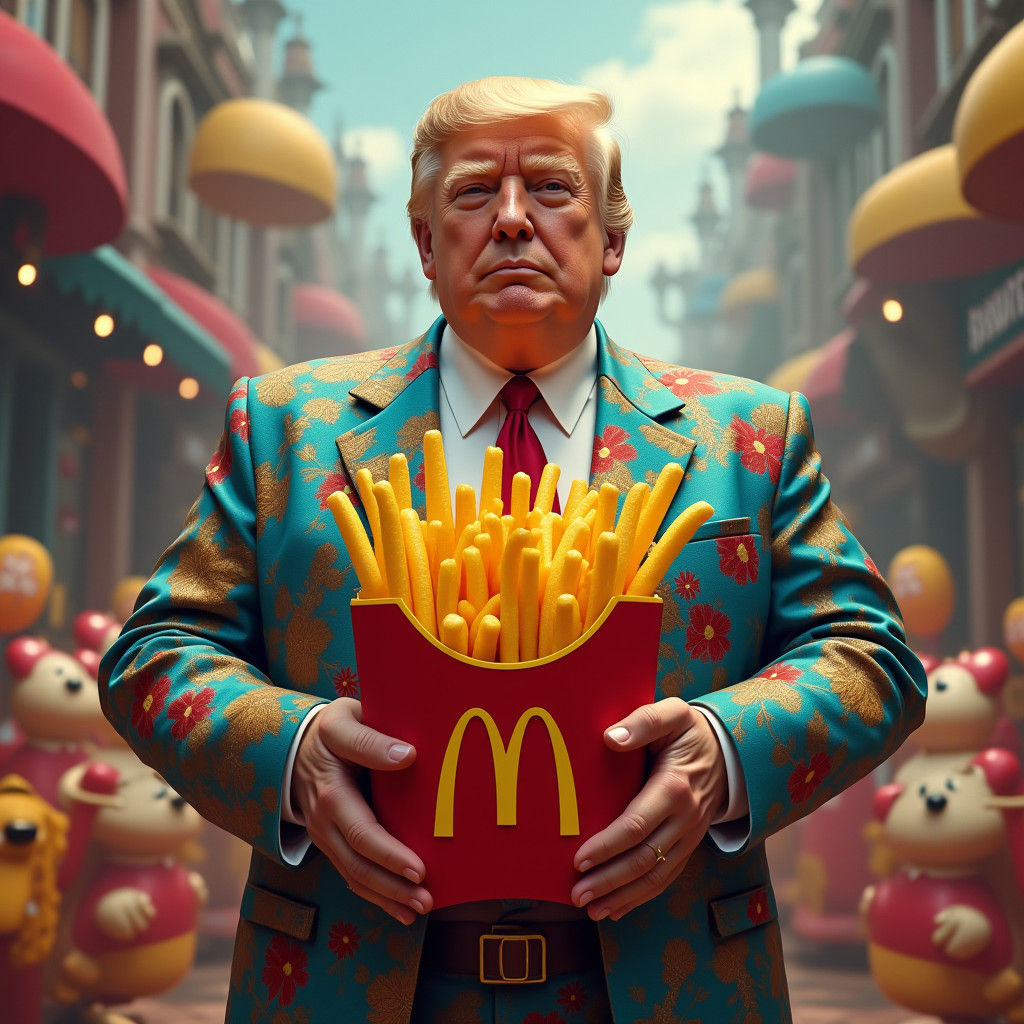 Donald Trump and Fries in Dreamlike Concept Art