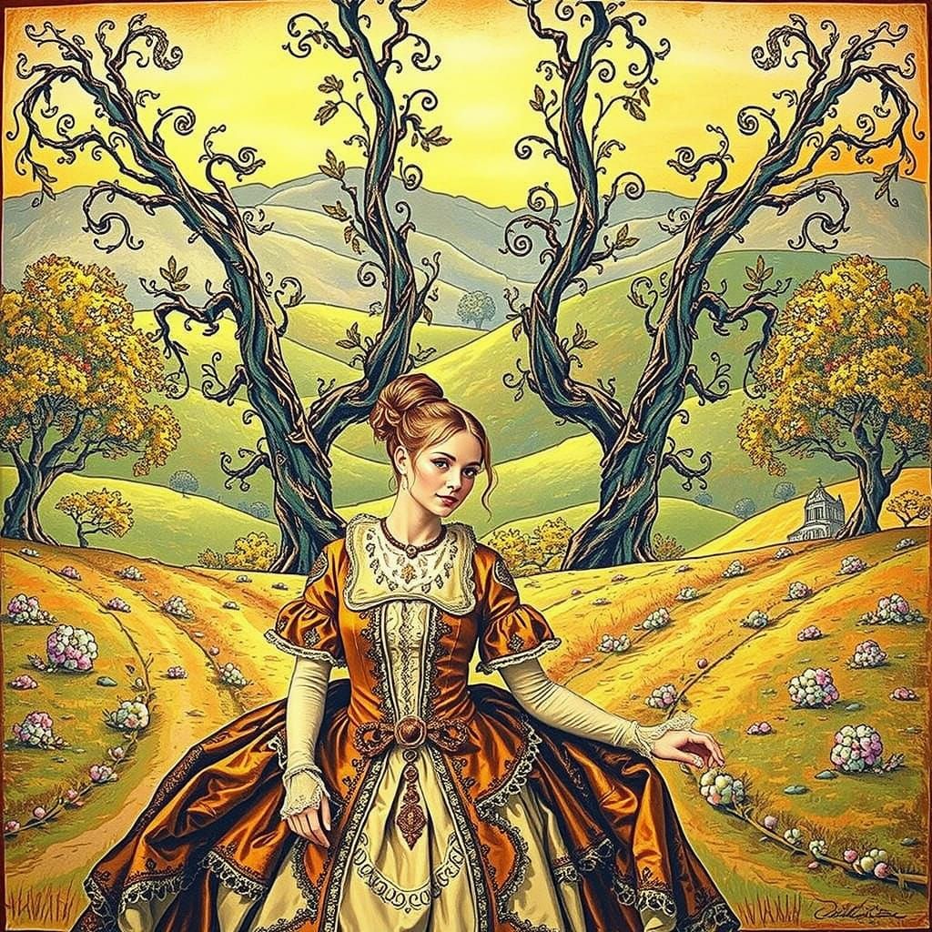 Ornate Figure in French Countryside, Photorealistic