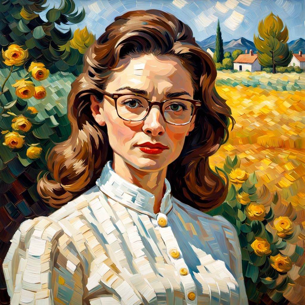 Beautiful Woman in Van Gogh Post-Impressionistic Style