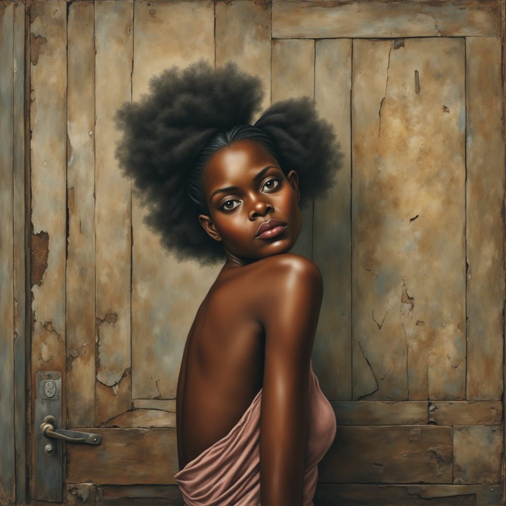 Black Woman in Muted Tones, Cinematic Impressionism