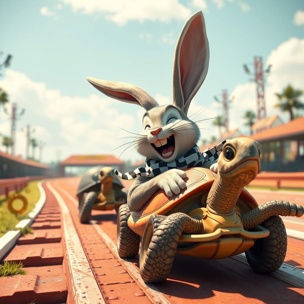 Laughing Bunny's Joyful Victory in Retro Style