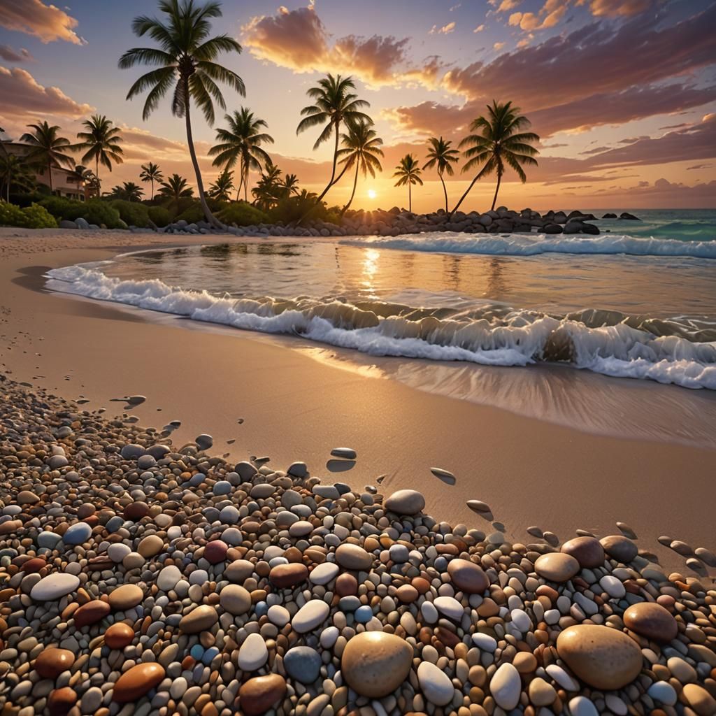 Tropical Sunset Ocean Scene in Detailed Matte Painting