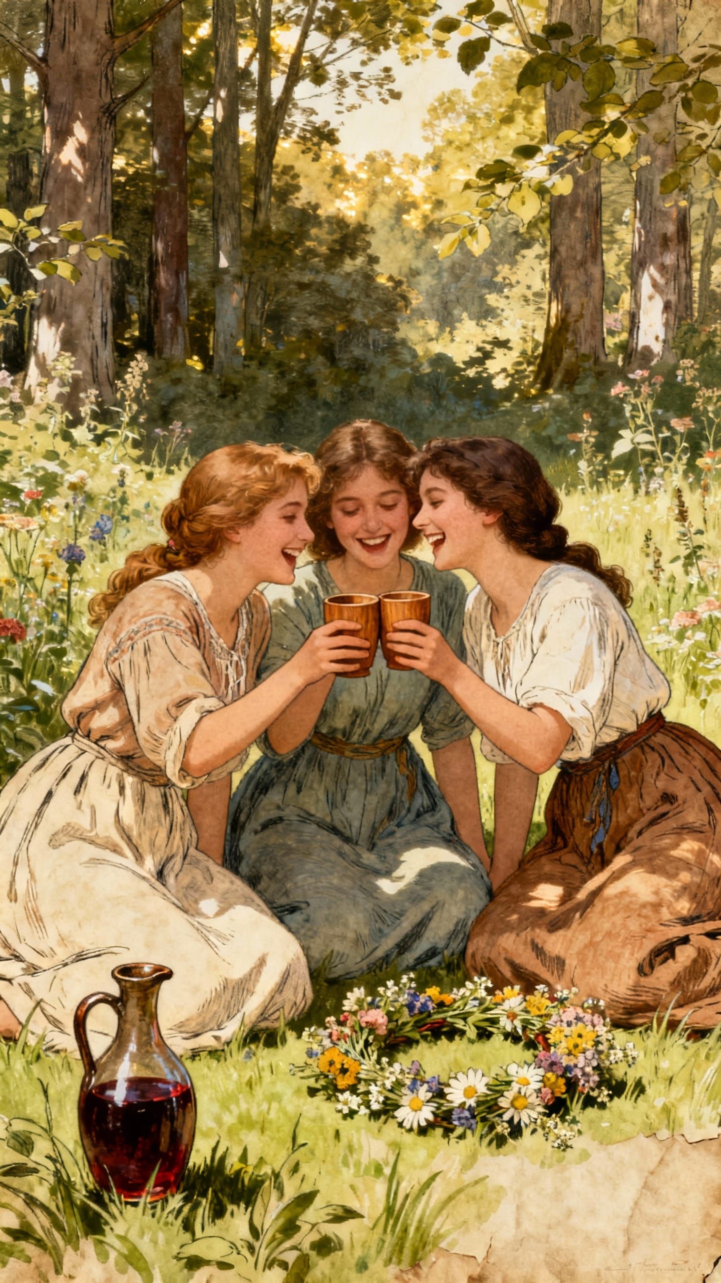 Joyful Toast: Women in Summer Garden