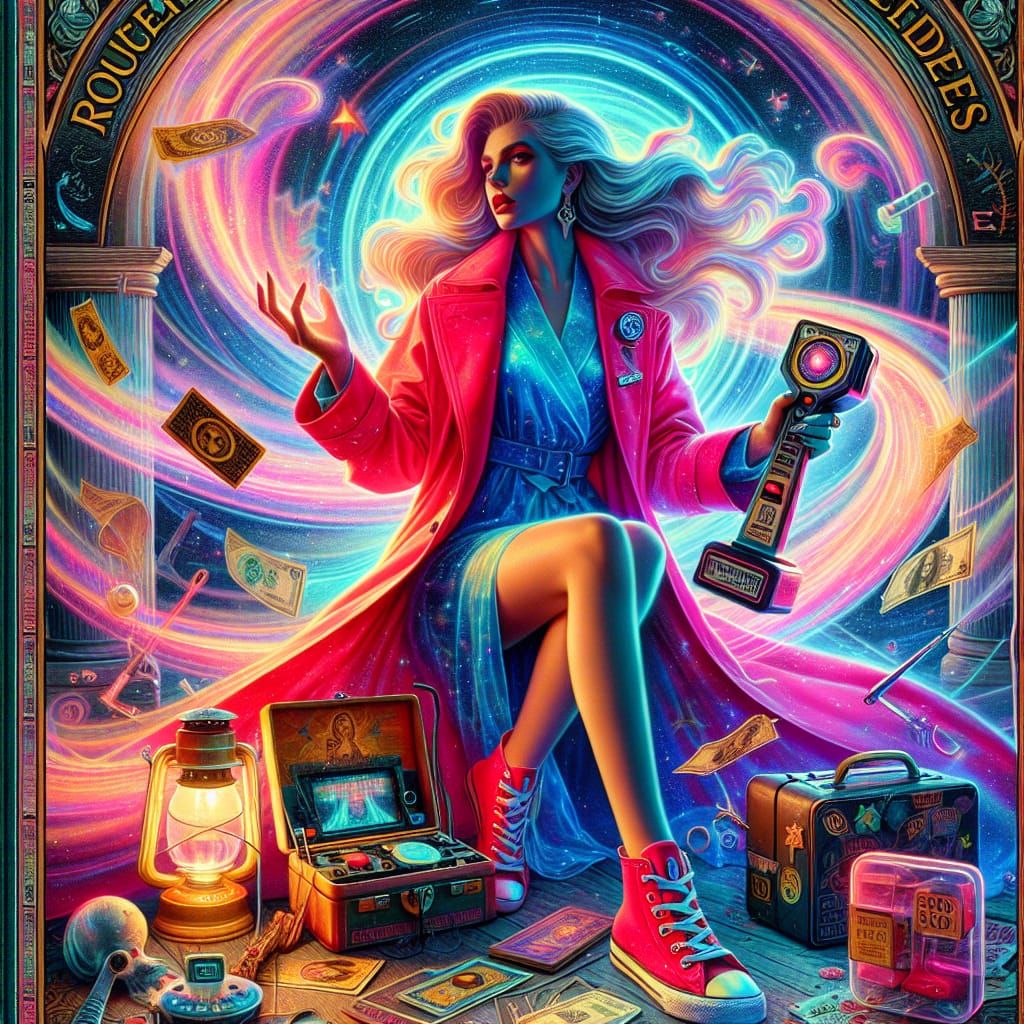Psychedelic Time-Traveler Tarot Card: Rouge Remedies