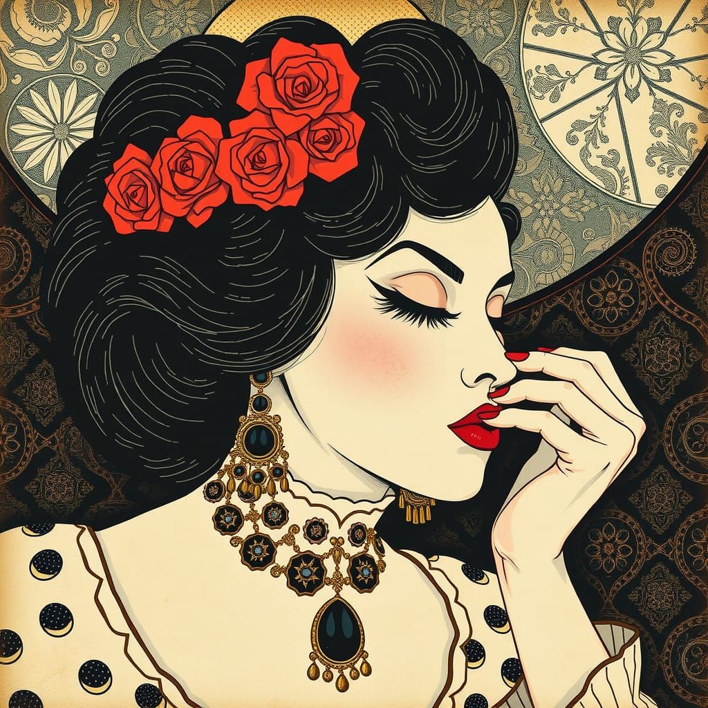 Italian Art Deco Style Plate Inspired by Fornasetti