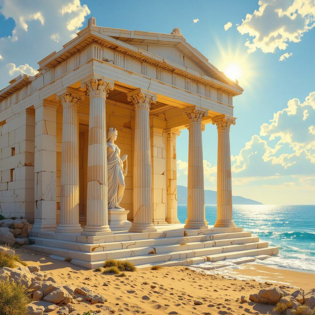 Aphrodite's Temple by the Sea in Golden Light