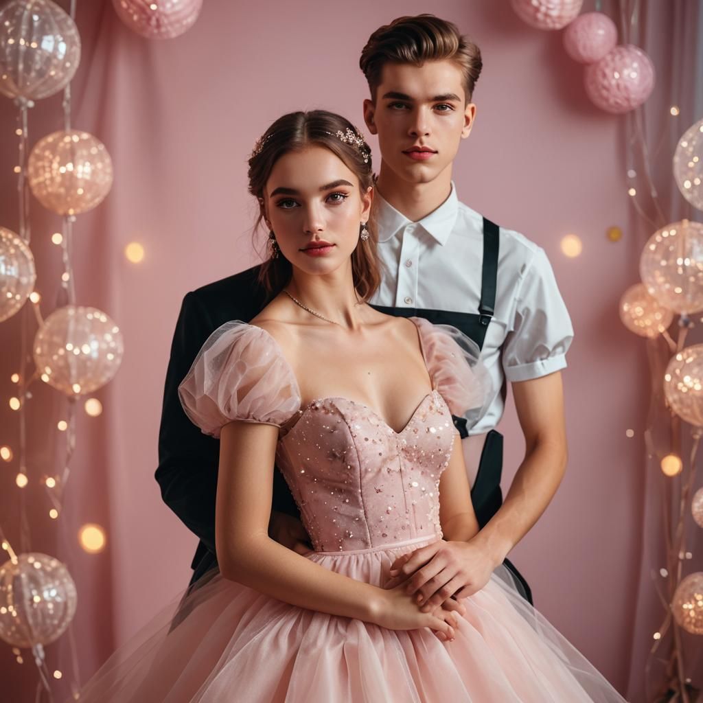 Hyperrealistic Portrait of a Youth in Prom Dress