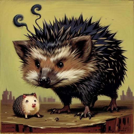 Hedgehogs in the Style of Classic Masters