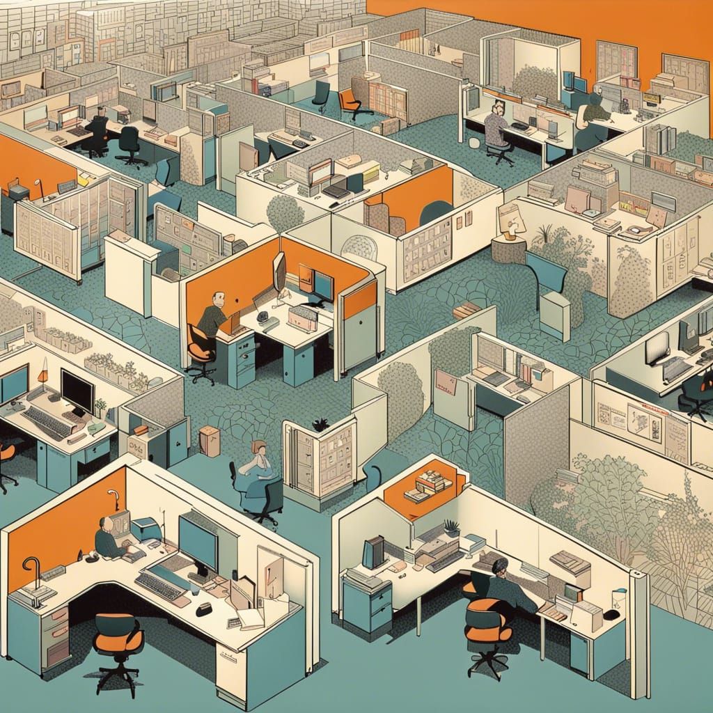Colorful Maze of Herman Miller Cubicles